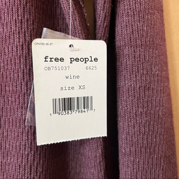 Free People | NWT Rainbow Thermal Henley Tee Long Sleeve in Wine Size XS - Picture 9 of 16